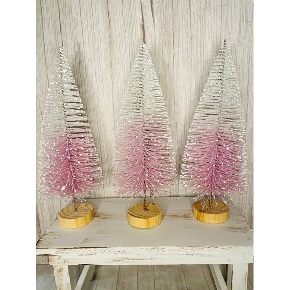 Accents New Three Pink Ombre Bottle Brush Christmas Tree Poshmark